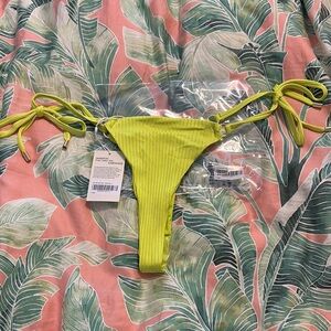 Bright neon Yellow Ribbed Bikini Bottom